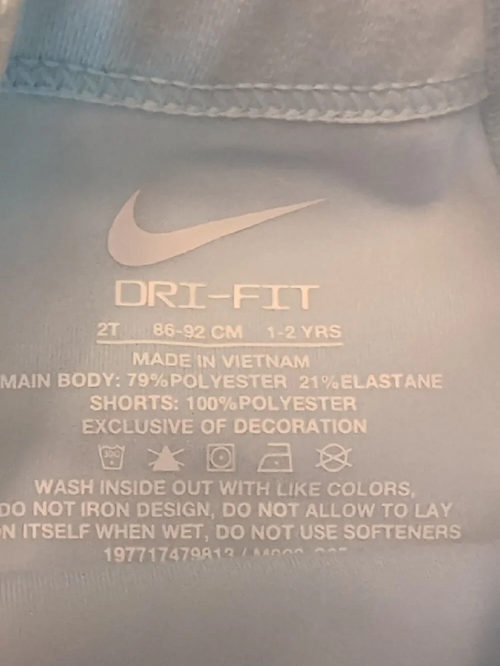 Nike Light Blue Toddler Dri-FIT Romper with White Logo - Picture 2 of 3
